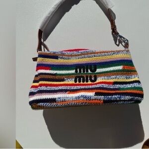 Miu Miu Colorful Knit Shoulder Bag